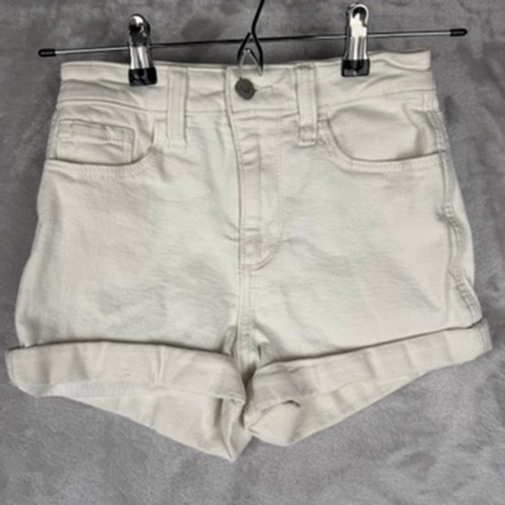 Hollister California Curvy High Rise Short 3 Inch Womens Size‎ 0 White Stretch
